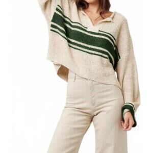 NEW ILLA ILLA stripe patch sweater in hunter green